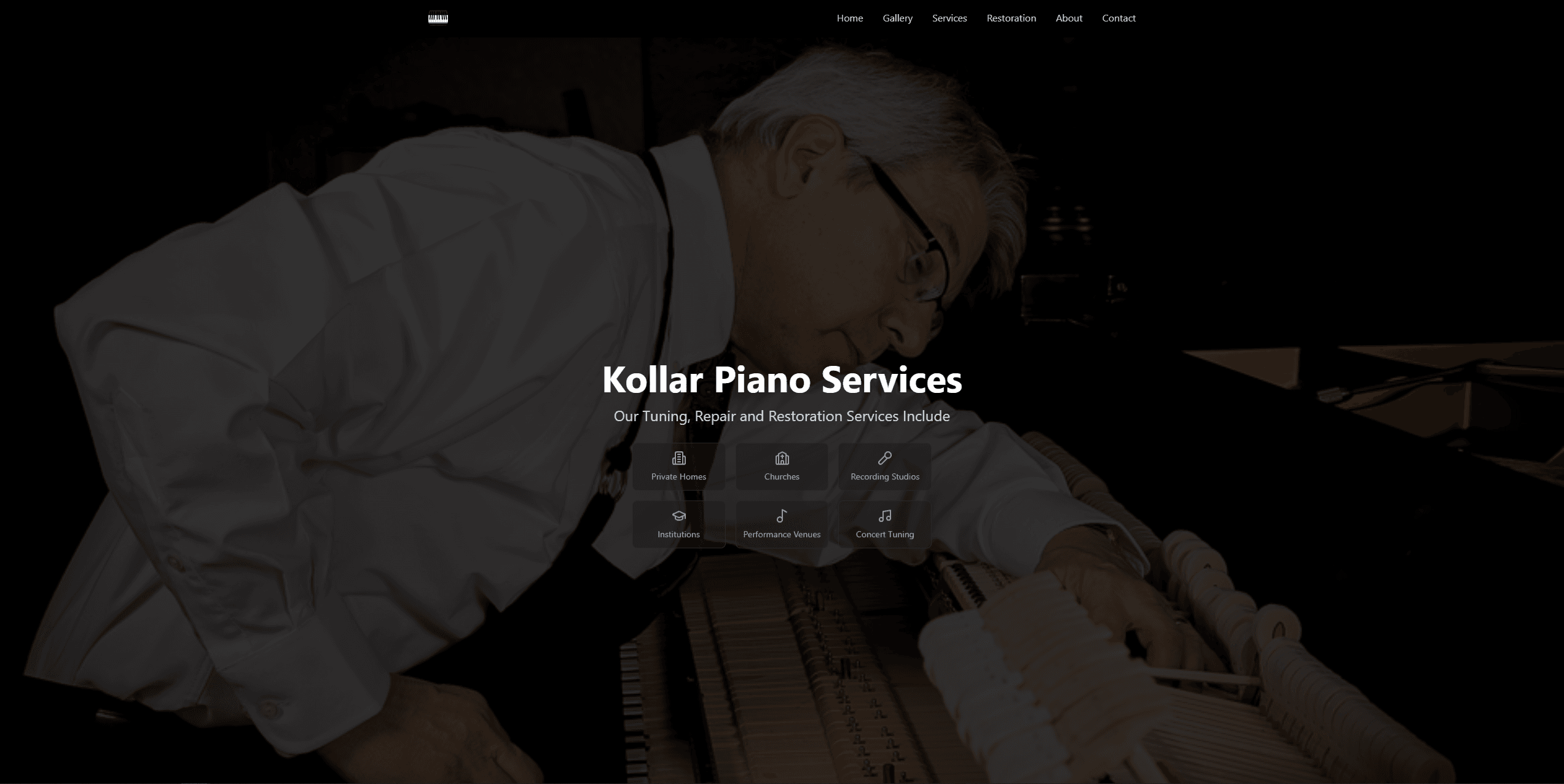 Kollar Piano Services — website screenshot